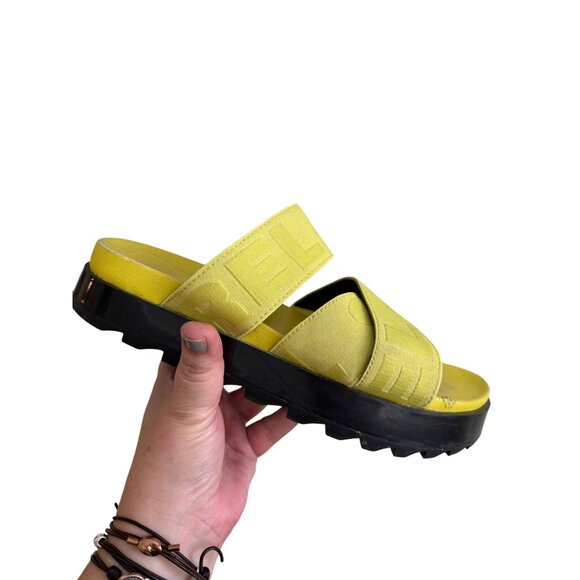 Sorel Womens Roaming Sport Slide Sandals Yellow Bolt & Black Casual Wear - Picture 1 of 15